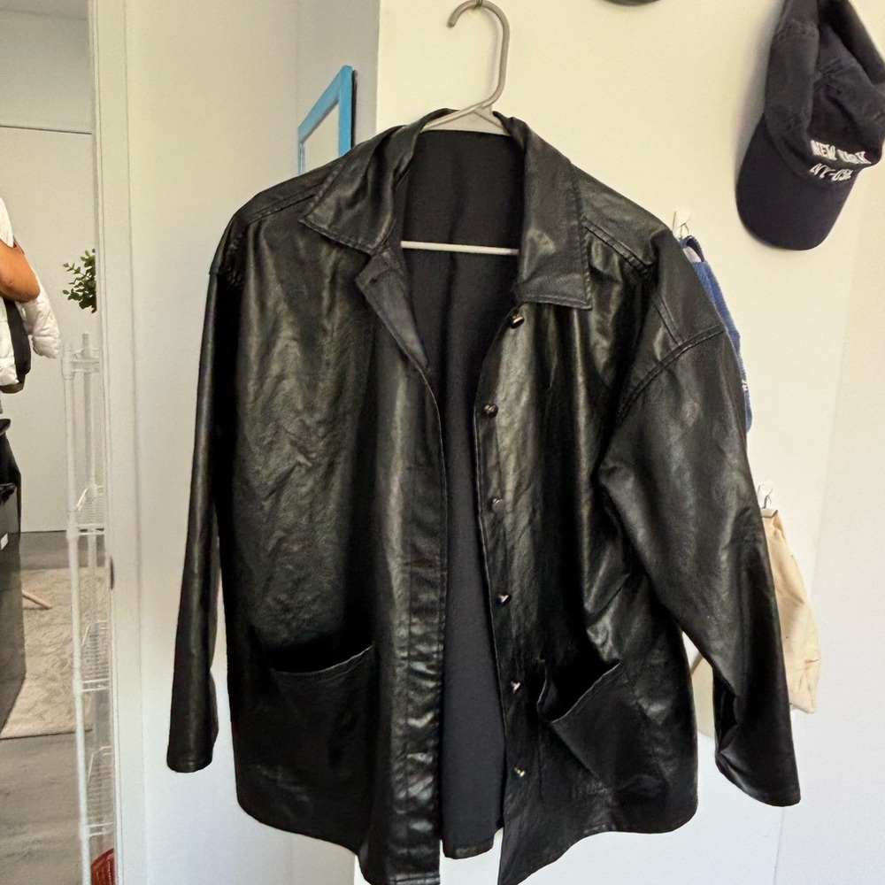 Women's Faux Black Leather Jacket